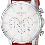Locman Italy Men’s 1960 Collection Stainless Steel Quartz Watch with Leather Strap, red, 15.8 (Model: 0254A08R-00WHRGPR)