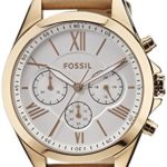 Fossil Women’s Modern Courier Quartz Stainless Steel and Leather Chronograph Watch, Color: Rose Gold, Tan (Model: BQ1751)