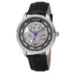 Akribos Skeleton Automatic Mechanical Men’s Watch – Crocodile Embossed Genuine Leather Strap – Wristwatch See Through Dial -Great for Father’s Day – AK807