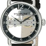 Stuhrling Original Men’s 976.01 Bridge Stainless Steel Mechanical Hand-Wind Watch With Black Leather Band