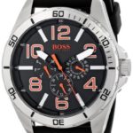 BOSS Orange Men’s 1512945 “Big Time” Stainless Steel Watch with Black Silicone Band