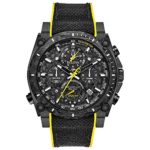 Bulova Men’s Stainless Steel Quartz Sport Watch with Rubber Strap, Black, 22.1 (Model: 98B312)
