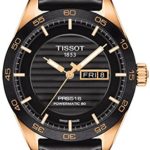 Tissot PRS 516 Powermatic 80 Mens Automatic Watch – Analog Black Face with Second Hand Day Date Sapphire Crystal 80 Hour Power Reserve Watch – Swiss Made Leather Band Rose Gold Watch T1004303605100