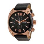 Diesel Men’s DZ4297 Overflow Rose Gold Black Leather Watch