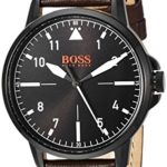 BOSS Orange Men’s Chicago Stainless Steel Quartz Watch with Leather Calfskin Strap, Brown, 18 (Model: 1550062)