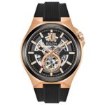 Bulova Men’s Stainless Steel Automatic-self-Wind Watch with Silicone Strap, Black, 27 (Model: 98A177)