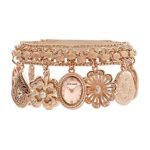 Anne Klein Women’s  Swarovski Crystal Accented Rose Gold-Tone Charm Bracelet Watch