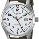 Alpina Men’s Startimer Stainless Steel Swiss-Quartz Watch with Nylon Strap, Green, 21 (Model: AL-240S4S6)
