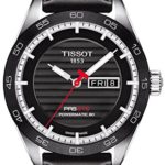 Tissot PRS 516 Powermatic 80 Mens Automatic Watch – Analog Black Face with Second Hand Day Date Sapphire Crystal 80 Hour Power Reserve Watch – Stainless Steel Leather Band Swiss Watch T1004301605100