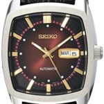 Seiko Men’s RECRAFT Series Stainless Steel Automatic-self-Wind Watch with Leather Calfskin Strap, Black, 22 (Model: SNKP25)