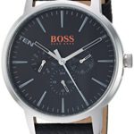 HUGO BOSS Orange Men’s ‘Copenhagen’ Quartz Stainless Steel and Leather Casual Watch, Color:Black (Model: 1550065)
