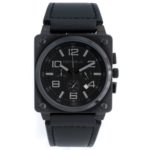Republic Mens Stainless Steel Black Leather Strap Chrono Aviation Watch