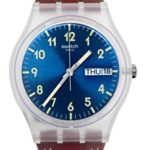 Swatch Time (Core) Quartz Leather Strap, Brown, 16 Casual Watch (Model: GE709)