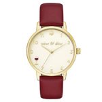 kate spade new york Women’s Merlot Leather and Goldtone Metro Watch