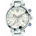 Versace Women’s ‘REVE’ Swiss Quartz Stainless Steel and Leather Casual Watch, Color:White (Model: VAJ020016)