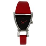 Fastrack Women’s Casual Watch – Quartz, Water Resistant, Leather Strap – Red Band and Black Dial