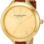 Stuhrling Original Women’s 975.03 Vogue Gold-Tone Watch with Tan Leather Band