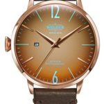 Welder Moody Dark Brown Leather 3 Hand Rose Gold-Tone Watch with Date 45mm