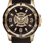 Firefighter Brass and Stainless Steel Etched Dial Mens Watch