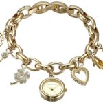 Anne Klein Women’s  10-7604CHRM Swarovski Crystal Gold-Tone Charm Bracelet Watch