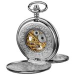 Akribos XXIV”Bravura” Mechanical Pocket Watch – Mechanical Hand-Wind Movement On a Skeleton Dial Comes with Cover and Chain – AK609