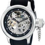 Invicta Men’s 1088 Russian Diver Stainless Steel and Black Polyurethane Skeleton Watch