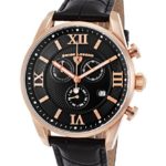 Swiss Legend Men’s Bellezza Stainless Steel Swiss-Quartz Watch with Leather Calfskin Strap, Black, 21 (Model: 22011-RG-01-BLK)