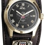 Daniel Steiger Patriot (Limited Edition) Luxury Leather 18k Gold Watch – Water Resistant – Genuine Leather Cuff Style Strap – Traditional American Detail – Solid Stainless Steel – 18k Gold Fused