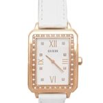 GUESS Factory Women’s White and Rose Gold-Tone Analog Watch