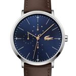 Lacoste Stainless Steel Quartz Watch with Leather Strap, Brown, 19.5 (Model: 2010976)