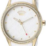 Juicy Couture Black Label Women’s Swarovski Crystal Accented Gold-Tone and White Ceramic Bracelet Watch, JC/1172WTWT