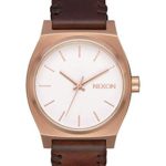 Nixon Womens Medium Time Teller Leather Japanese quartz Leather watches  Rose Gold / White / Brown A1172