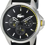 Lacoste Stainless Steel Japanese Quartz Watch with Rubber Strap, Black, 22 (Model: 2010978)
