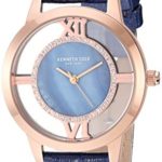 Kenneth Cole New York Women’s Transparency Stainless Steel Japanese-Quartz Watch with Leather Strap, Blue, 16 (Model: KC50914002)