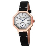 Akribos XXIV Octagonal Women’s Watch – Textured Dial Arabic Numerals, 60-Second Subdial On Calfskin Leather Strap – AK771