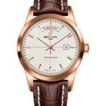 Solid Rose Gold Breitling Transocean Day Date Mens Watch