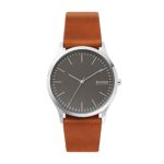 Skagen Men’s Jorn Minimalistic Quartz Leather Watch, Color: Brown, 22 (Model: SKW6552)