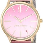 Juicy Couture Black Label Women’s JC/1014OMPK Gold-Tone and Pink Mesh Bracelet Watch