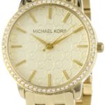 Michael Kors Women’s MK3120 Gold 5-Link Round Argyle MK Glitz Watch