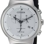 Citizen Men’s Eco-Drive Stainless Steel Japanese-Quartz Watch with Polyurethane Strap, Black, 21.5 (Model: AT2400-05A)