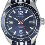 Nautica Men’s ‘Key Biscayne’ Quartz Stainless Steel and Nylon Casual Watch, Color:Blue (Model: NAPKBN001)