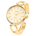 Geneva New Gold Metal Loop Style Band Oval Face Women’s Bangle Cuff Watch