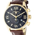 Swiss Legend Men’s Belleza Analog Swiss Quartz Watch Black Dial and Gold Stainless Steel Case with Brown Leather Strap 22011-YG-01-BRN