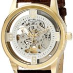 Stuhrling Original Men’s 877.04 Winchester Automatic Gold-Plated Watch with Croco-Embossed Band