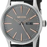 Nixon Men’s A1052145 Sentry Leather Analog Display Japanese Quartz Grey Watch