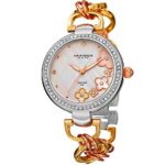 Akribos XXIV Women’s Swarovski Crystal Watch – Mother of Pearl On Flower Dial – Diamond Hour Markers on Chain Link Bracelet – AK874