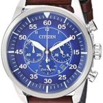 Citizen Men’s Avion Stainless Steel Quartz Leather Calfskin Strap, Brown, 21.7 Casual Watch (Model: CA4210-41M)