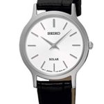 Seiko Women’s Acciaio INOX Quartz Watch with Leather Strap, Black, 11 (Model: SUP299P1)