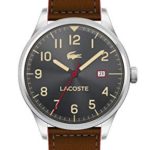 Lacoste Men’s Stainless Steel Quartz Watch with Leather Strap, Brown, 20 (Model: 2011020)