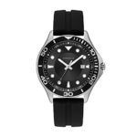 Caravelle Designed by Bulova Men’s Stainless Steel Quartz Watch with Silicone Strap, Black, 22 (Model: 43B154)